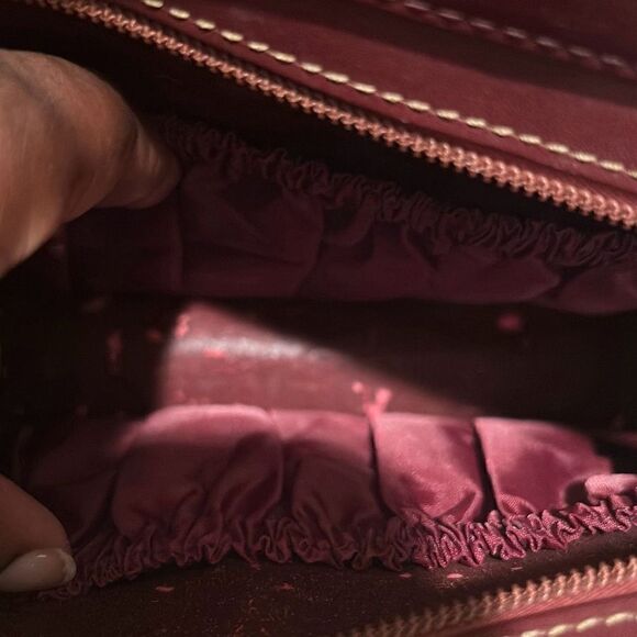 Cartier Envelope Style Clutch Bag Maroon Leather Gold Metal Corners CC Logo - Picture 8 of 13